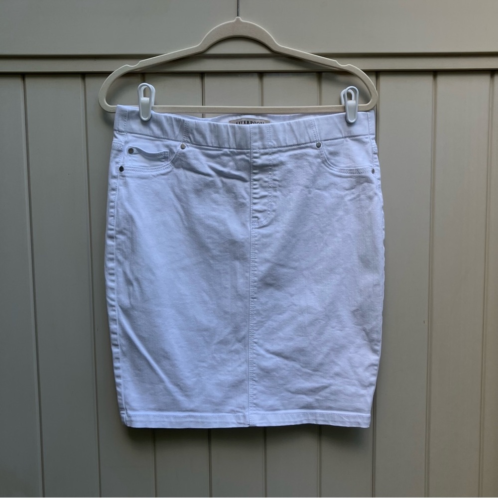 Athleisure preppy country club summer capsule pull on pencil skirt white 10